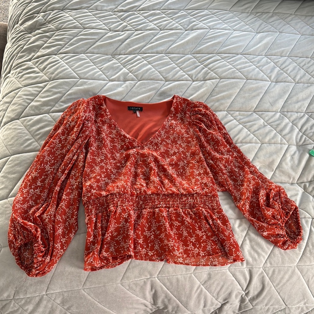 1. State Burnt Orange Floral Top